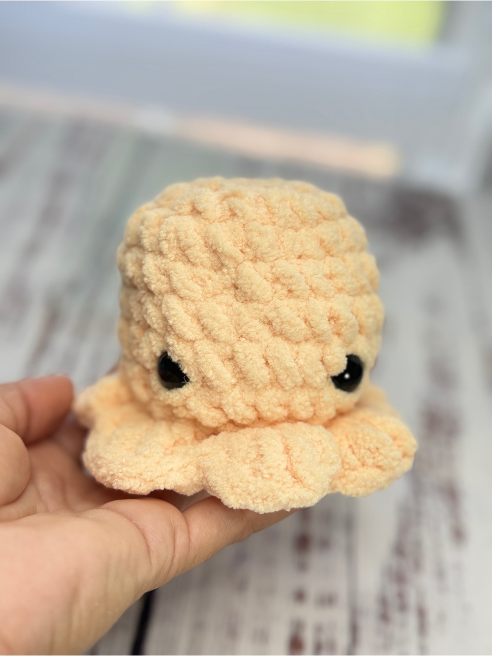 Handmade Peach Crochet Octopus Amigurumi Plush Soft Chenille Stuffed Toy